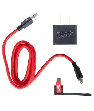 Milwaukee 48-59-1209 3ft USB-C and 2.1A Wall Charger w/Micro USB Adaptor - McCally Tool and Supply | Industrial Distributor & Repair