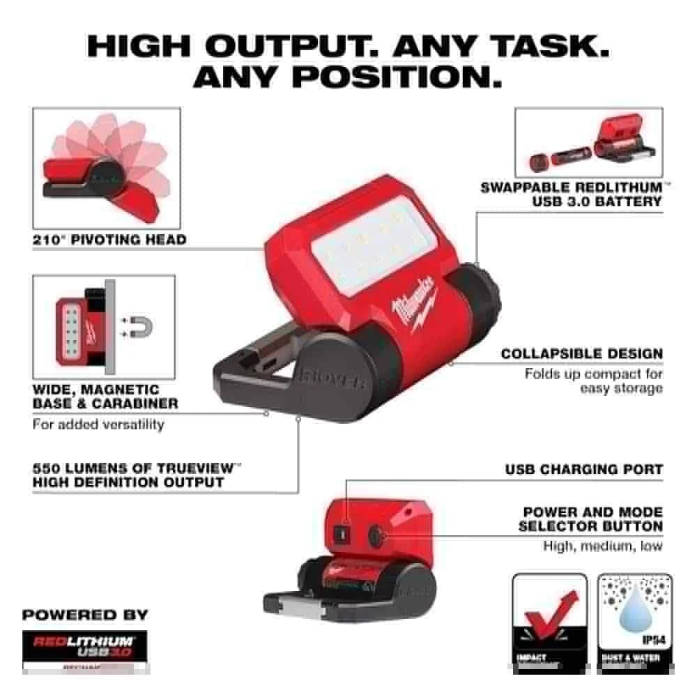 Milwaukee 2114-21 REDLITHIUM™ USB ROVER™ Pivoting Flood Light - McCally Tool and Supply | Industrial Distributor & Repair