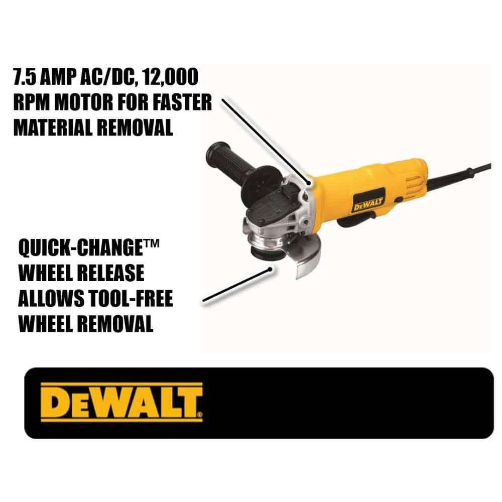 DeWALT DWE4012 4-1/2 in. (115 mm) Paddle Switch Small Angle Grinder