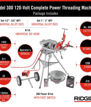 RIDGID 15682 Model 300 Power Drive Complete Threading Machine - McCally Tool and Supply | Industrial Distributor & Repair
