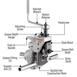 RIDGID 25638 Model 975 Combo Roll Groover - McCally Tool and Supply | Industrial Distributor & Repair