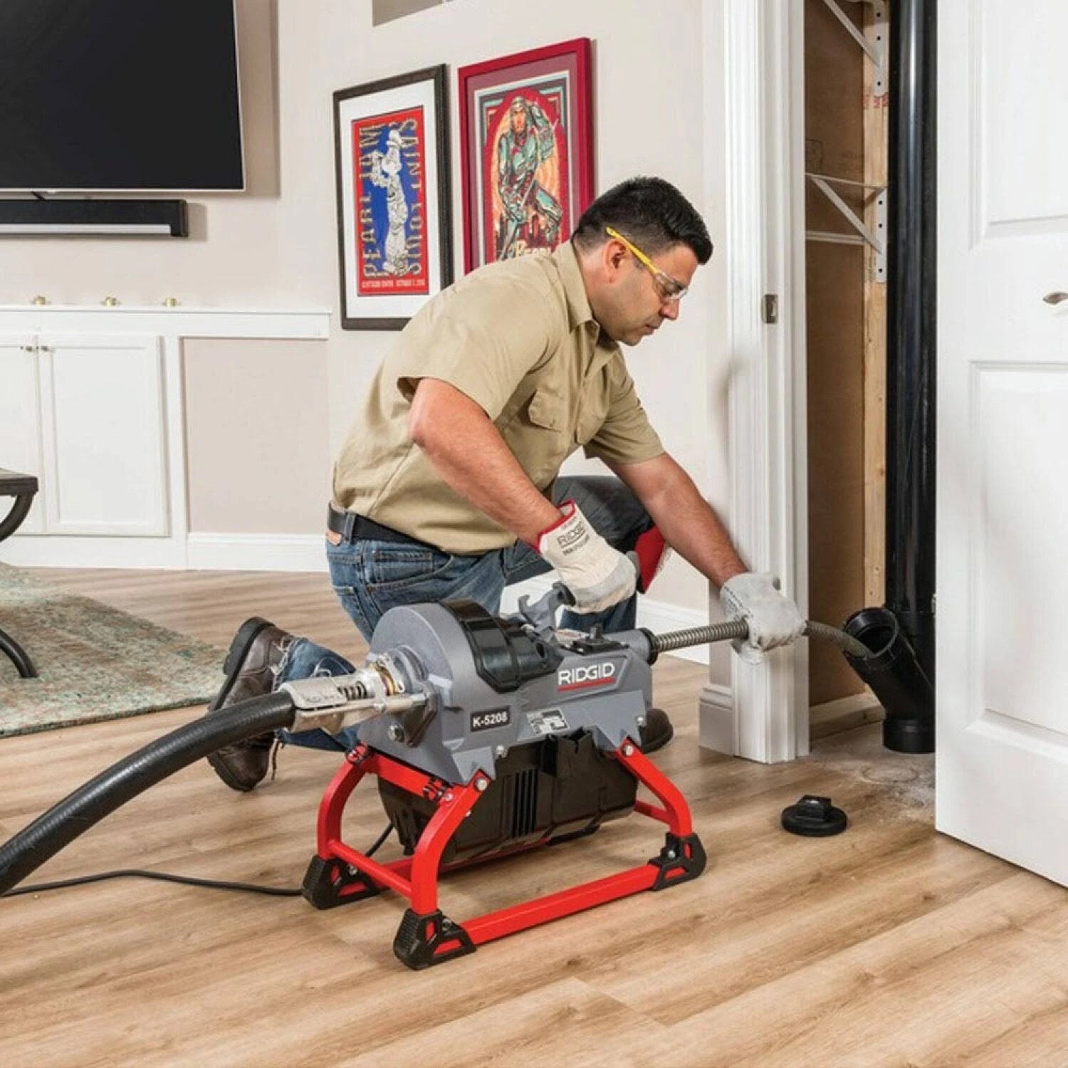 RIDGID 61693 K-5208, 115V 60Hz Sectional Drain Cleaner with Cables Kit