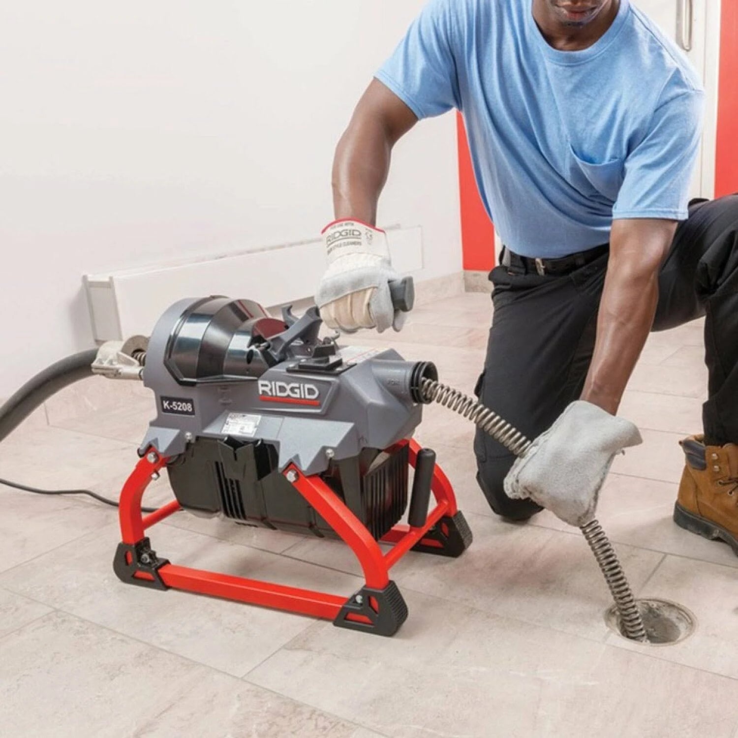 RIDGID 61693 K-5208, 115V 60Hz Sectional Drain Cleaner with Cables Kit