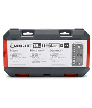 Crescent CSWS38MM15 3/8 in. Drive 6-Point Standard Metric Mechanics Tool Set with Case (15-Piece)