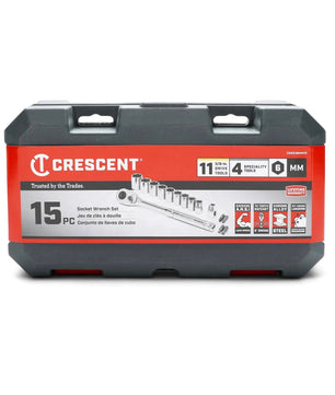 Crescent CSWS38MM15 3/8 in. Drive 6-Point Standard Metric Mechanics Tool Set with Case (15-Piece)