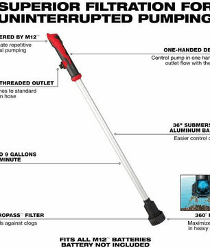 Milwaukee 2579-20 M12™ Stick Transfer Pump - McCally Tool and Supply | Industrial Distributor & Repair