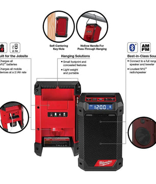 Milwaukee 2951-20 M12™ Radio + Charger - McCally Tool and Supply | Industrial Distributor & Repair