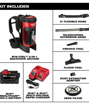 Milwaukee 0885-20 M18 FUEL 3-in-1 Backpack Vacuum