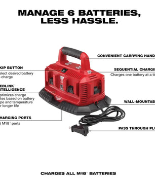 Milwaukee 48-59-1806 M18™ Six Pack Sequential Charger - McCally Tool and Supply | Industrial Distributor & Repair