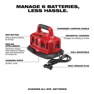 Milwaukee 48-59-1806 M18™ Six Pack Sequential Charger - McCally Tool and Supply | Industrial Distributor & Repair