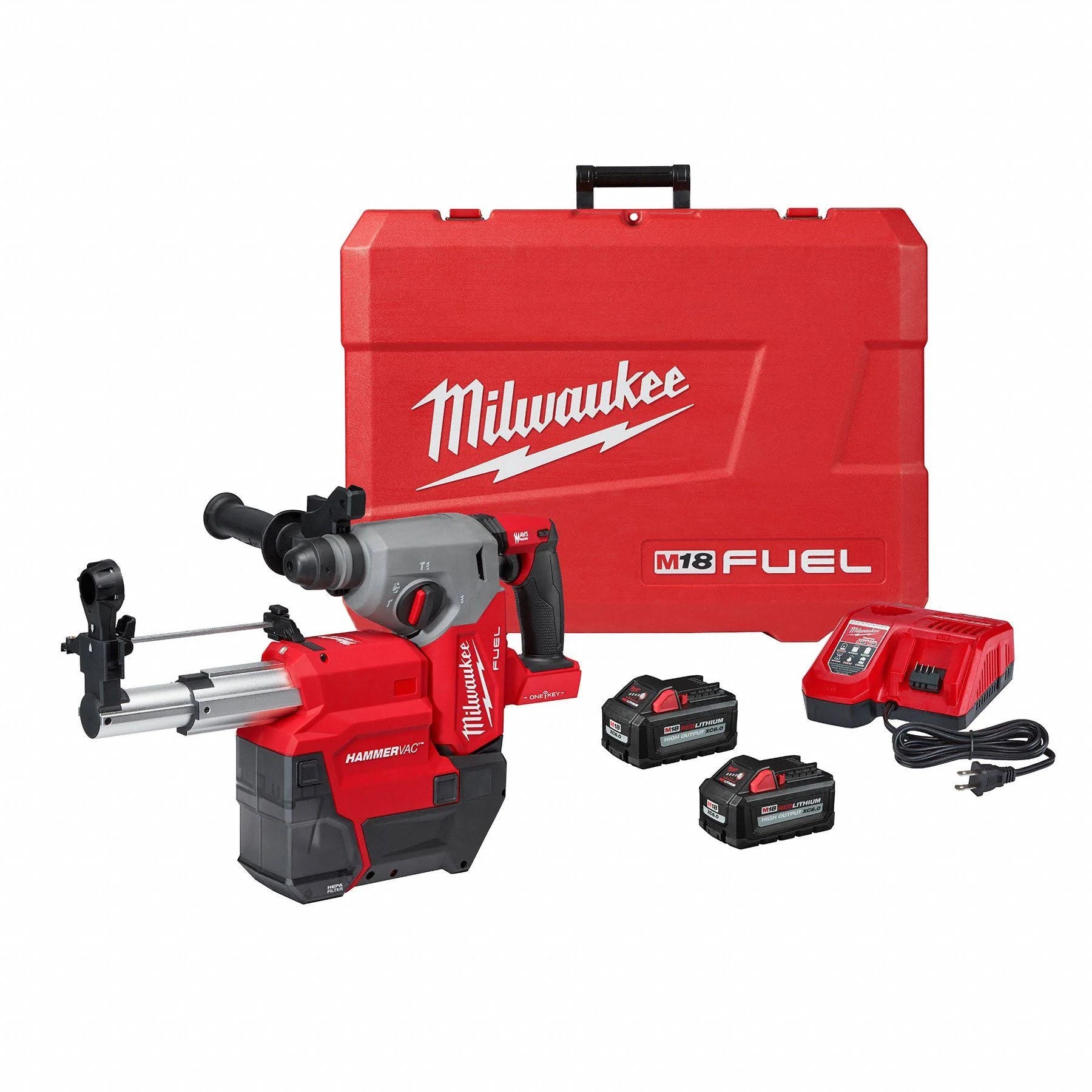 Milwaukee 2912-22DE M18 FUEL™ 1” SDS Plus Rotary Hammer w/ Dust Extrac