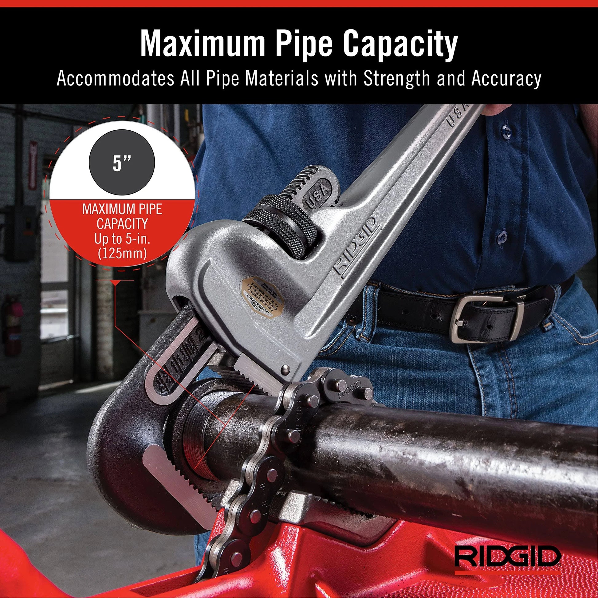 RIDGID 31110 836 36" Aluminum Straight Pipe Wrench - McCally Tool and Supply | Industrial Distributor & Repair