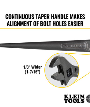 Klein Tools 3227 Adjustable Spud Wrench, 10-Inch, 1-7/16-Inch, Tether Hole - McCally Tool and Supply | Industrial Distributor & Repair