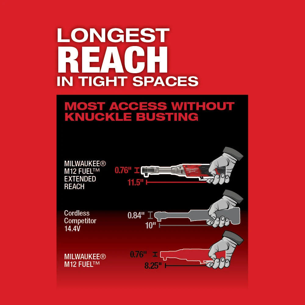 Milwaukee 2560-20 M12 FUEL™ 3/8" Extended Reach Ratchet Bare Tool - McCally Tool and Supply | Industrial Distributor & Repair