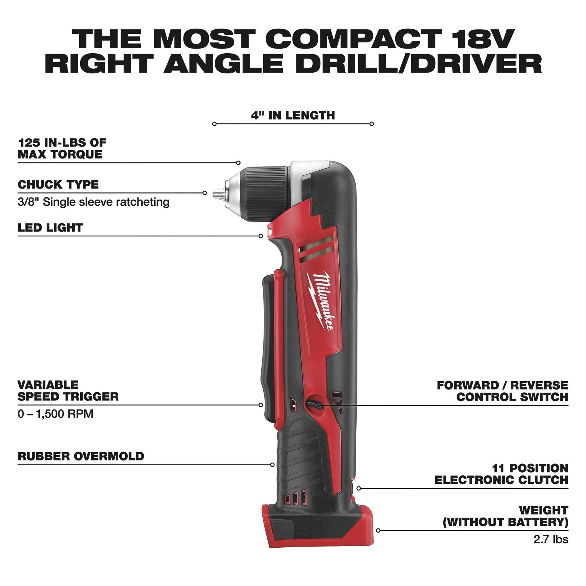 Milwaukee 2615-20 M18™ Cordless Right Angle Drill (Bare Tool) - McCally Tool and Supply | Industrial Distributor & Repair