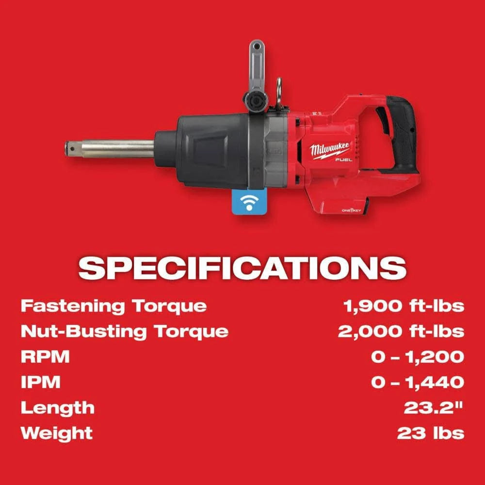 Milwaukee 2869-20 M18 FUEL™ 1" D-Handle Ext. Anvil High Torque Impact Wrench w/ ONE-KEY™