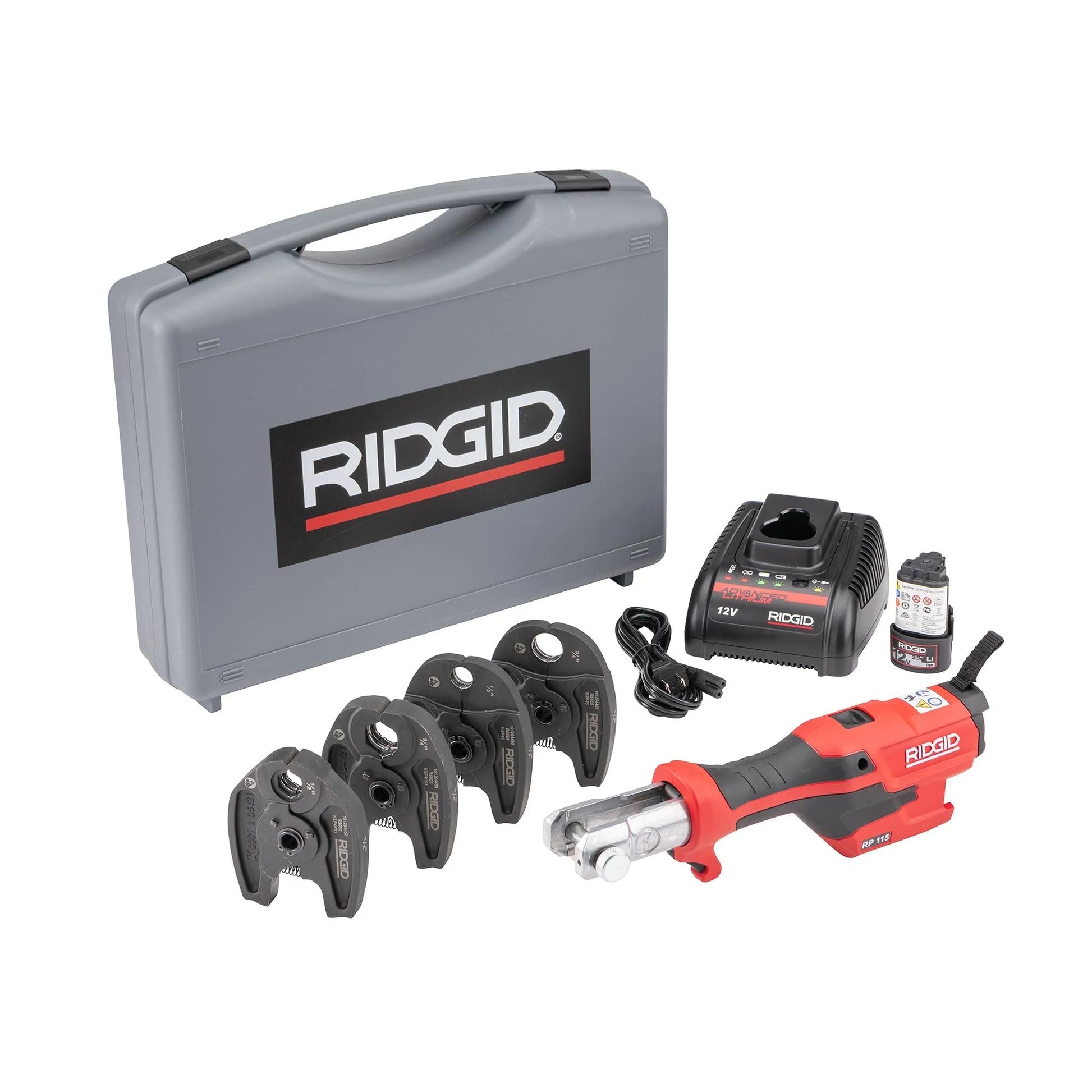RIDGID 72558 RP 115 Combo Kit w/ ProPress & PureFlow Jaws (1/2" - 3/4") - McCally Tool and Supply | Industrial Distributor & Repair