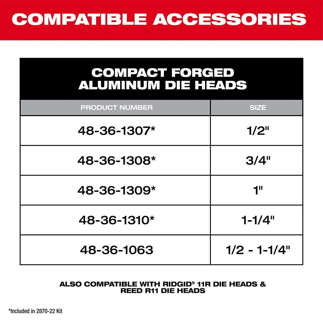 Milwaukee 2870-22 M18 FUEL Compact Pipe Threader