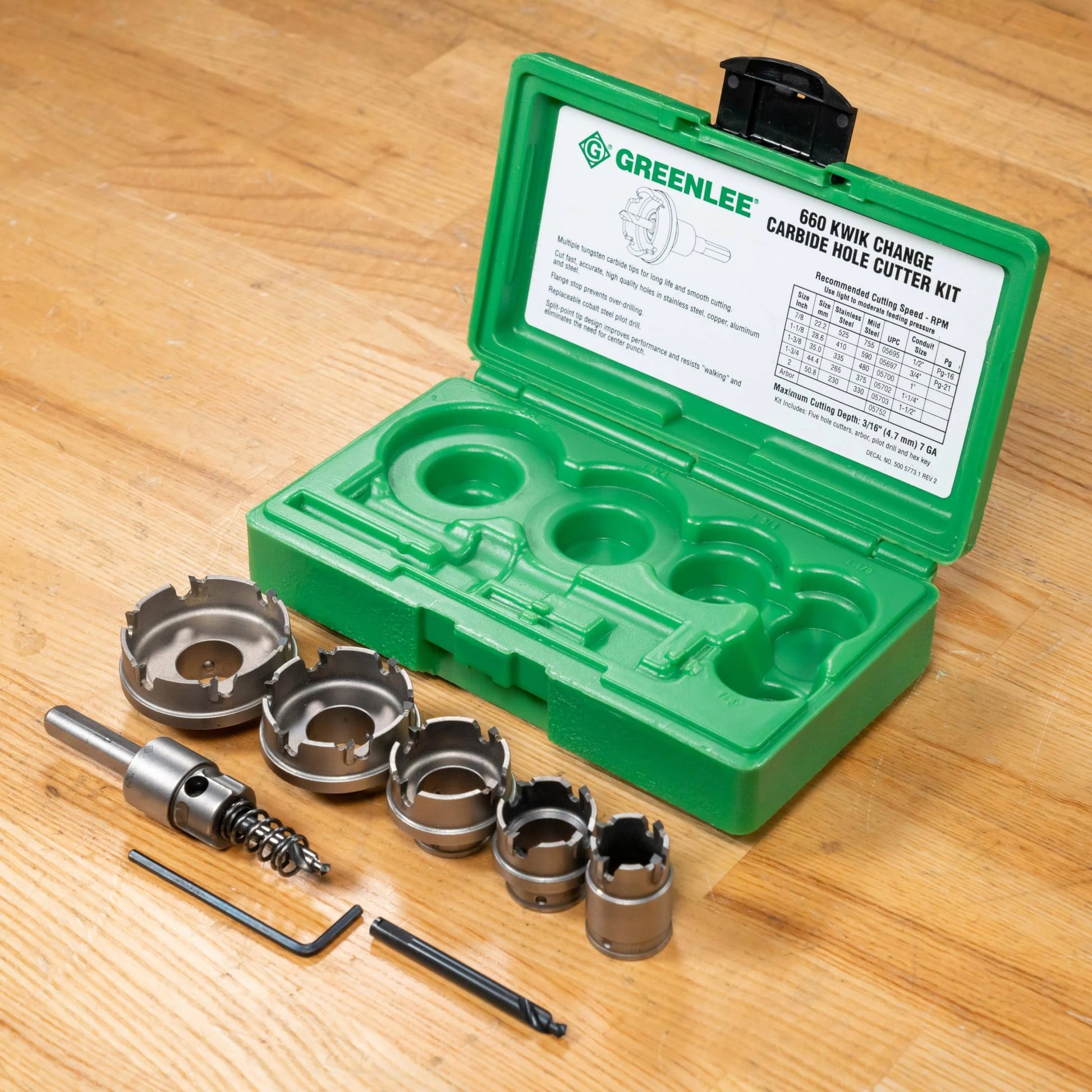 Greenlee 660 Quick Change Stainless Steel Hole Cutter Kit Greenlee 660 Quick Change Stainless Steel Hole Cutter Kit
