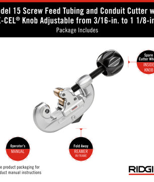 RIDGID 32920 Model 15 Screw Feed Tubing and Conduit Cutter - McCally Tool and Supply | Industrial Distributor & Repair